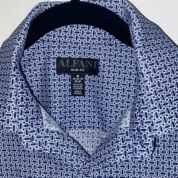 Alfani shirt slim fit sz M 15-15 1/2 32-33 blue - Picture 4 of 4